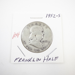 lot 104 image: 1952-S Franklin Half Dollar Coin