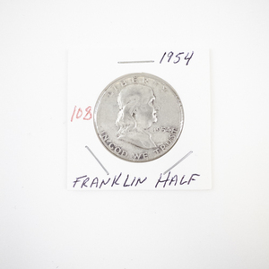 lot 108 image: 1954 Franklin Half Dollar Silver Coin