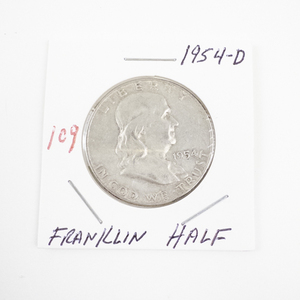 lot 109 image: 1954-D Franklin Half Dollar Coin