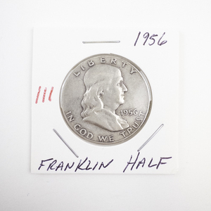 lot 111 image: 1956 Franklin Half Dollar Silver Coin