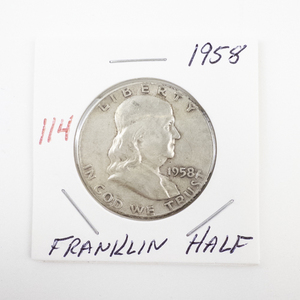 lot 114 image: 1958 Franklin Half Dollar Coin