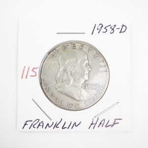lot 115 image: 1958-D Franklin Half Dollar Coin