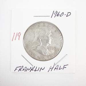lot 119 image: 1960-D Franklin Half Dollar Silver Coin
