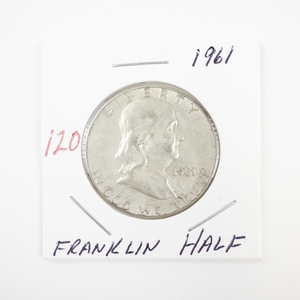lot 120 image: 1961 Franklin Half Dollar Silver Coin