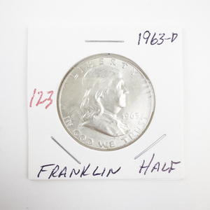 lot 123 image: 1963-D Franklin Half Dollar Coin