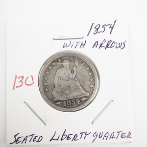 lot 130 image: 1854 Seated Liberty Quarter with Arrows