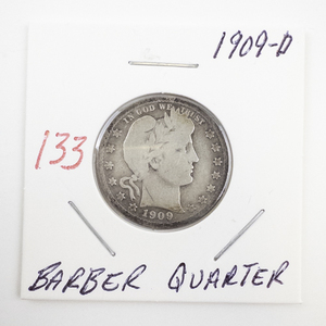 lot 133 image: 1909-D Barber Quarter Coin