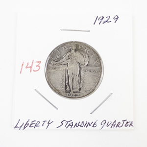 lot 143 image: 1929 Liberty Standing Quarter Silver Coin