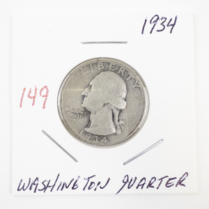 lot 149 image: 1934 Washington Quarter Silver Coin