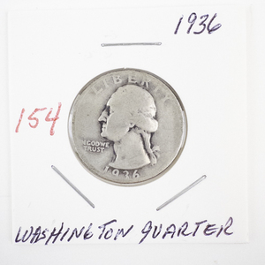 lot 154 image: 1936 Washington Quarter Silver Coin