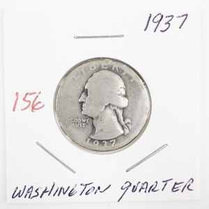 lot 156 image: 1937 Washington Quarter Silver Coin