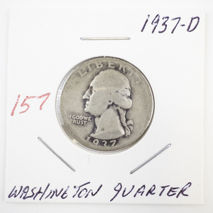 lot 157 image: 1937-D Washington Quarter Silver Coin