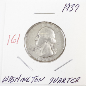 lot 161 image: 1939 Washington Quarter Silver Coin