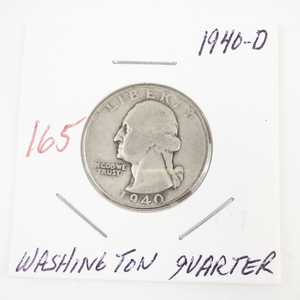lot 165 image: 1940-D Washington Quarter Silver Coin