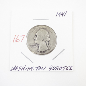 lot 167 image: 1941 Washington Quarter Silver Coin