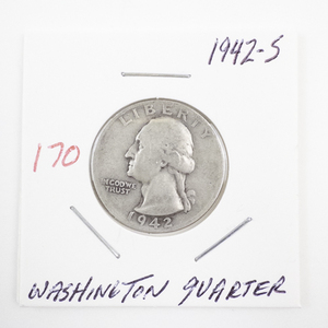 lot 170 image: 1942-S Washington Quarter Silver Coin