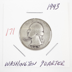 lot 171 image: 1943 Washington Quarter Silver Coin