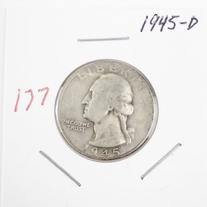 lot 177 image: 1945-D Washington Silver Quarter