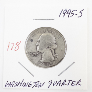 lot 178 image: 1945-S Washington Quarter Silver Coin