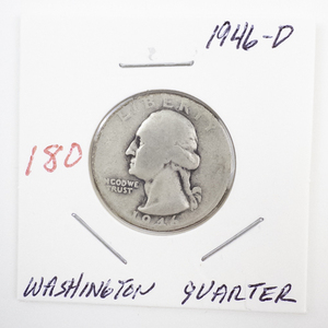lot 180 image: 1946-D Washington Silver Quarter Coin