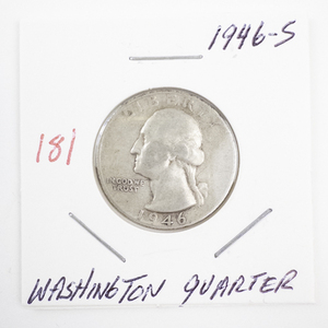 lot 181 image: 1946-S Washington Quarter Silver Coin