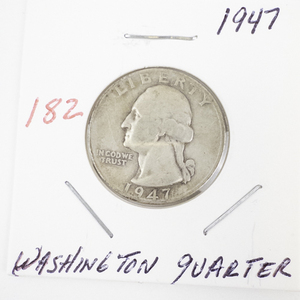 lot 182 image: 1947 Washington Quarter Silver Coin