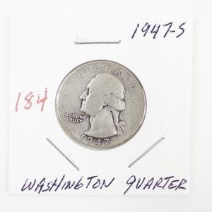 lot 184 image: 1947-S Washington Quarter Silver Coin