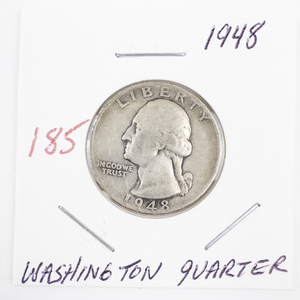 lot 185 image: 1948 Washington Quarter Silver Coin
