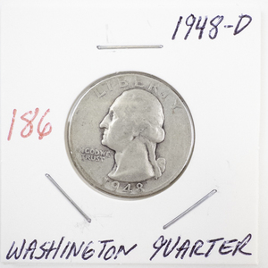 lot 186 image: 1948-D Washington Quarter Silver Coin