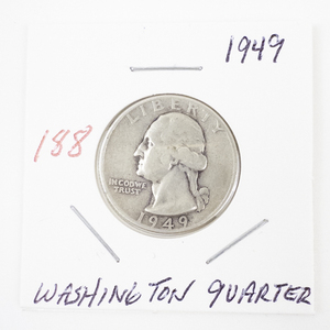 lot 188 image: 1949 Washington Quarter Silver Coin