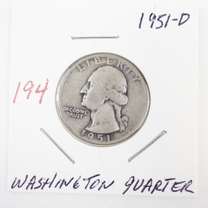 lot 194 image: 1951-D Washington Quarter Silver Coin