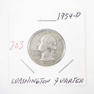 lot 203 image: 1954-D Washington Quarter Coin