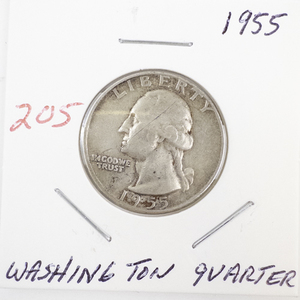 lot 205 image: 1955 Washington Quarter Silver Coin