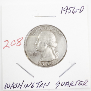 lot 208 image: 1956-D Washington Quarter Silver Coin