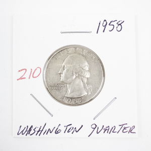 lot 210 image: 1958 Washington Quarter Coin