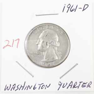 lot 217 image: 1961-D Washington Quarter Coin
