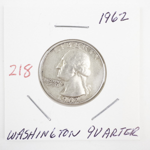 lot 218 image: 1962 Washington Quarter Coin
