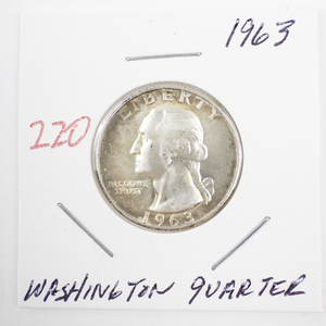 lot 220 image: 1963 Washington Quarter Coin