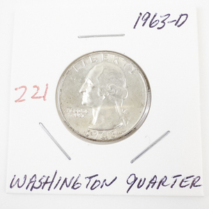 lot 221 image: 1963-D Washington Quarter Silver Coin