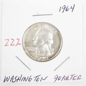 lot 222 image: 1964 Washington Quarter Silver Coin
