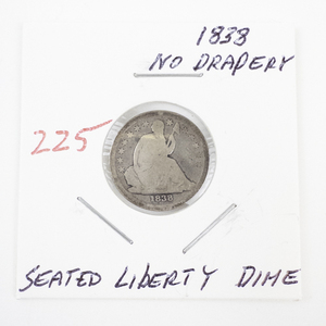 lot 225 image: 1838 Seated Liberty Dime No Drapery