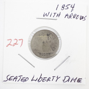 lot 227 image: 1854 Seated Liberty Dime with Arrows