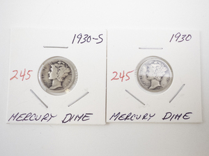 lot 245 image: Pair of 1930 Mercury Dimes Including 1930-S