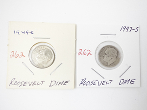 lot 262 image: Pair of 1949-S and 1947-S Roosevelt Dimes