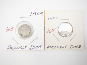 lot 265 image: 1958 and 1958-D Roosevelt Dimes in Holders