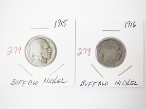 lot 279 image: 1915 and 1916 Buffalo Nickel Coins Set