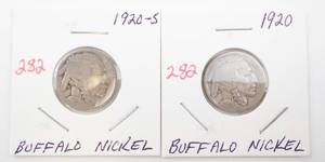lot 282 image: 1920 and 1920-S Buffalo Nickels in Holders