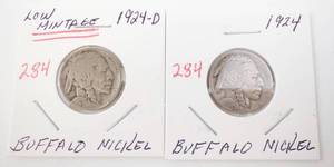 lot 284 image: 1924 and 1924-D Buffalo Nickels