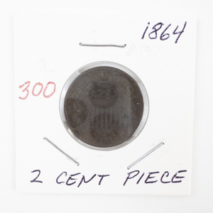 lot 300 image: 1864 United States 2 Cent Piece Copper Coin