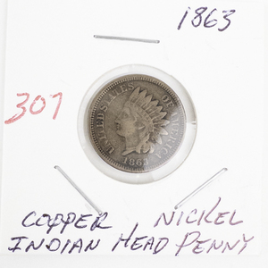 lot 307 image: 1863 Indian Head Penny Copper Nickel